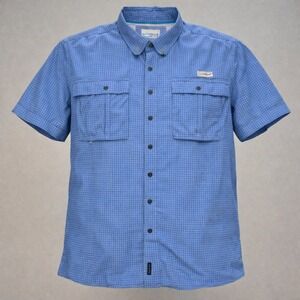 Magellan Outdoors Aransas Pass Fishing Shirt Mens 2XL Blue Grid Ventilated